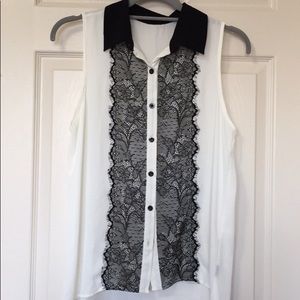 Black fringe lace top